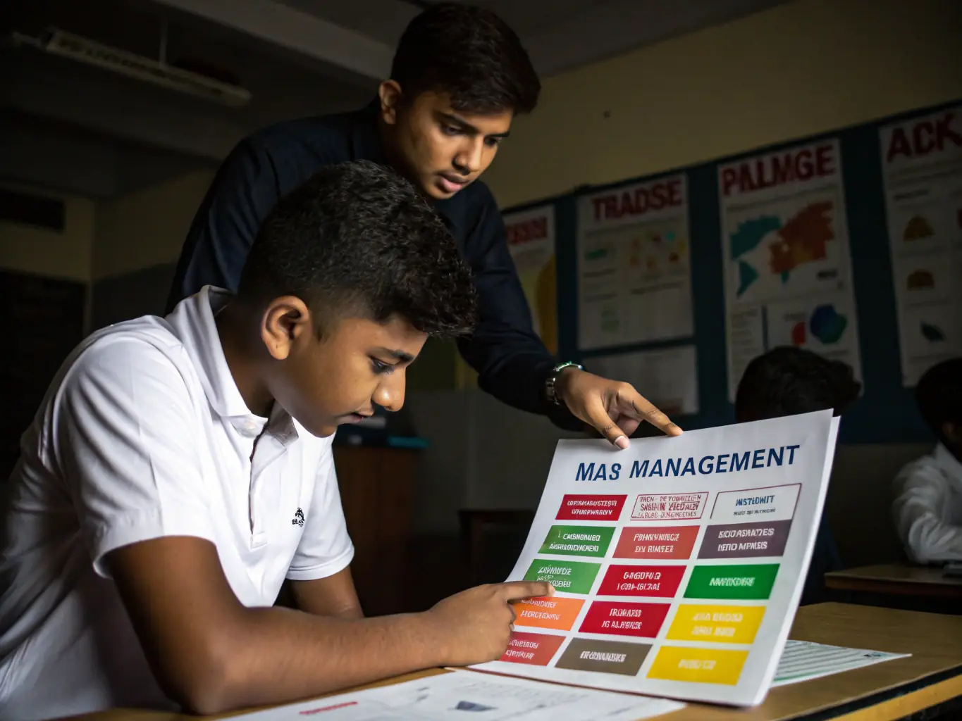 A student is reviewing a portfolio of assets, including stocks, bonds, and real estate, with a focus on diversification and risk management, illustrating the comprehensive asset management services offered.